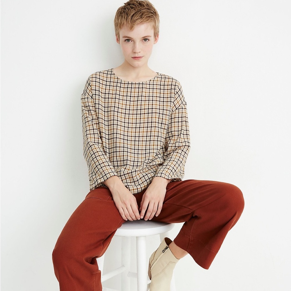 Madewell Boxy Tee Top in Houndstooth Size Small